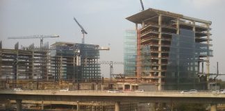 Buildings under construction in Mexico City, 2017.