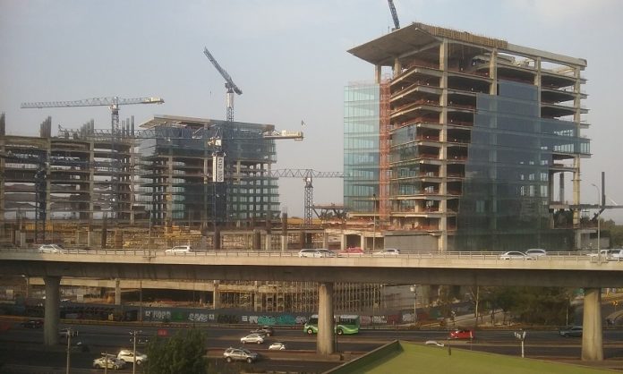 Buildings under construction in Mexico City, 2017.