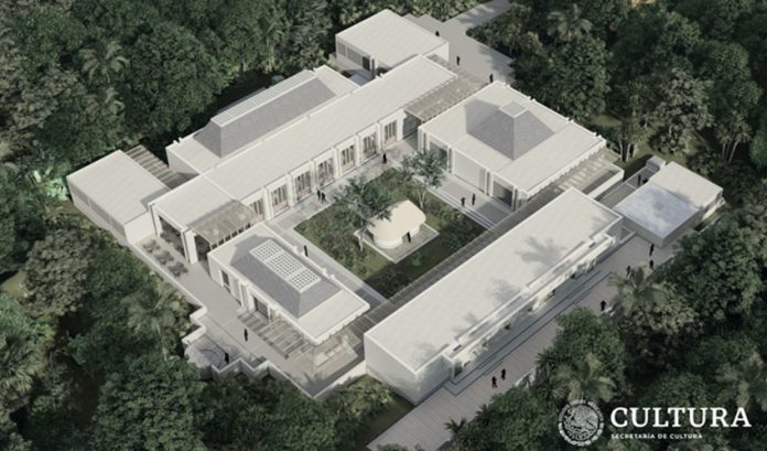 rendering of a new museum at Kabah archeological site that will host artifacts found during Maya Train construction.