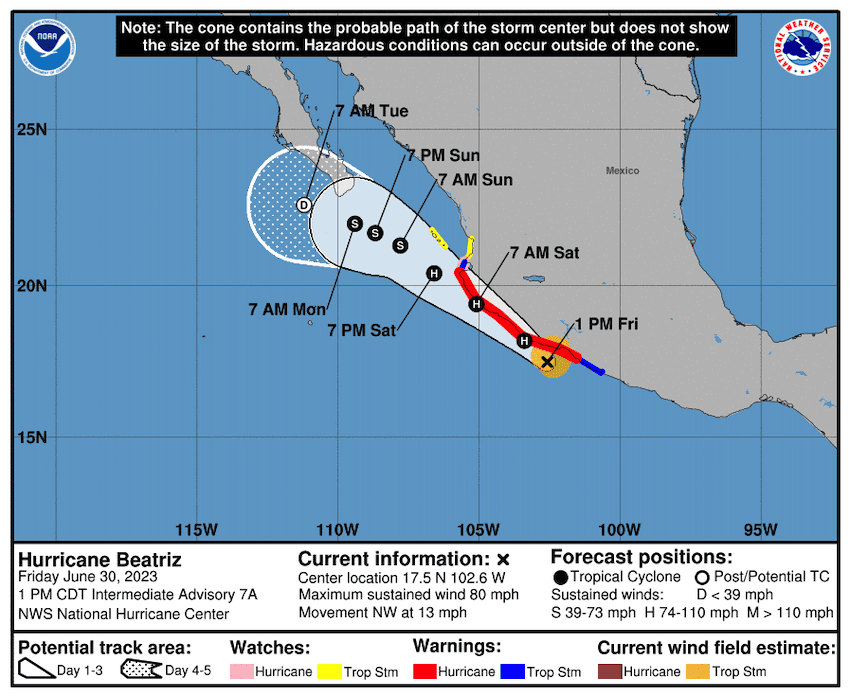 Category 1 Hurricane Beatriz approaches Michoac n coastline