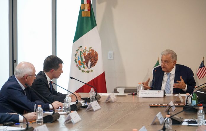 Mexico President Lopez Obrador meets with US Transportation Secretary Pete Buttigieg