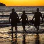 People on beach in Mazatlan, Mexico