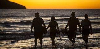 People on beach in Mazatlan, Mexico