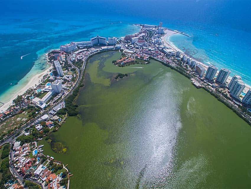 Aerial view of Cancun, Mexico