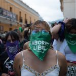 Women marching in Sept. 2022 for abortion rights in Chiapas