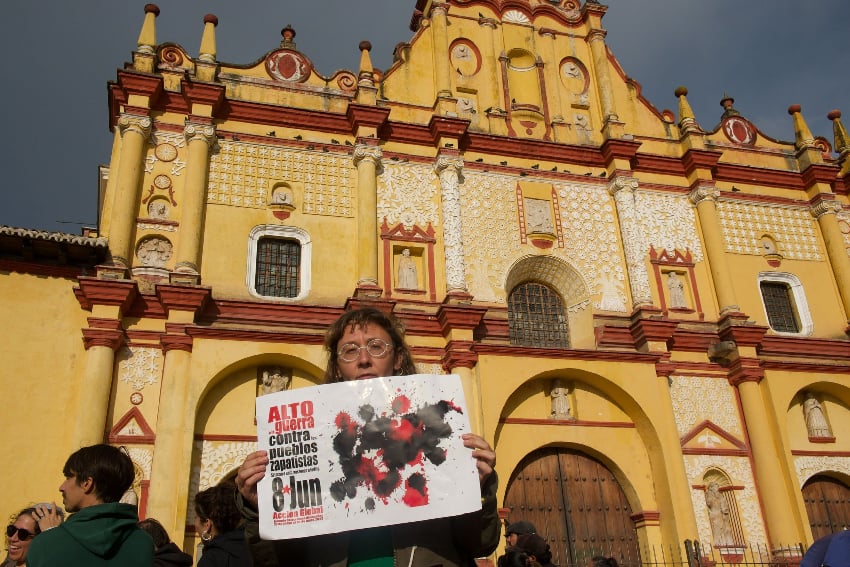 Protesters in San Cristóbal de las Casas