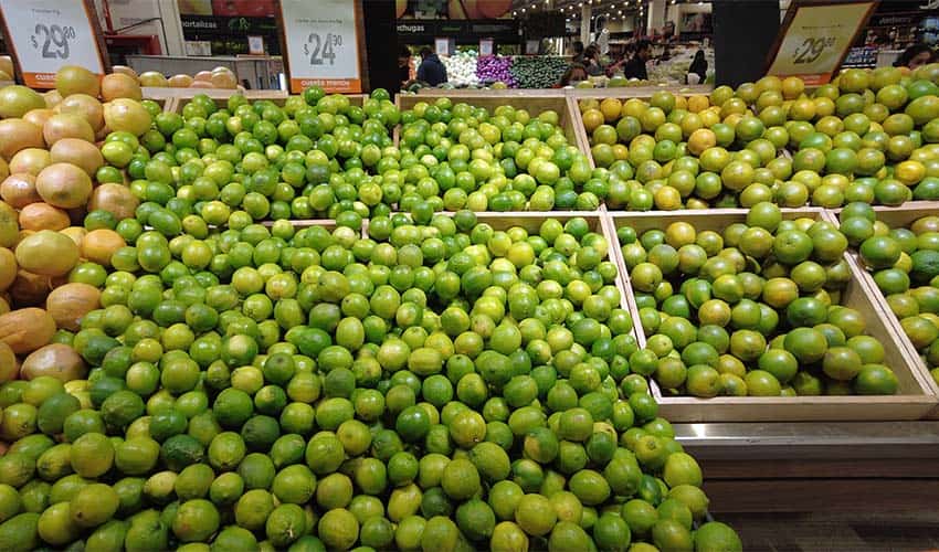 Limes in a Mexican supermarket