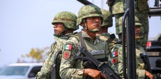 Mexican army soldiers on patrol in Guerrero