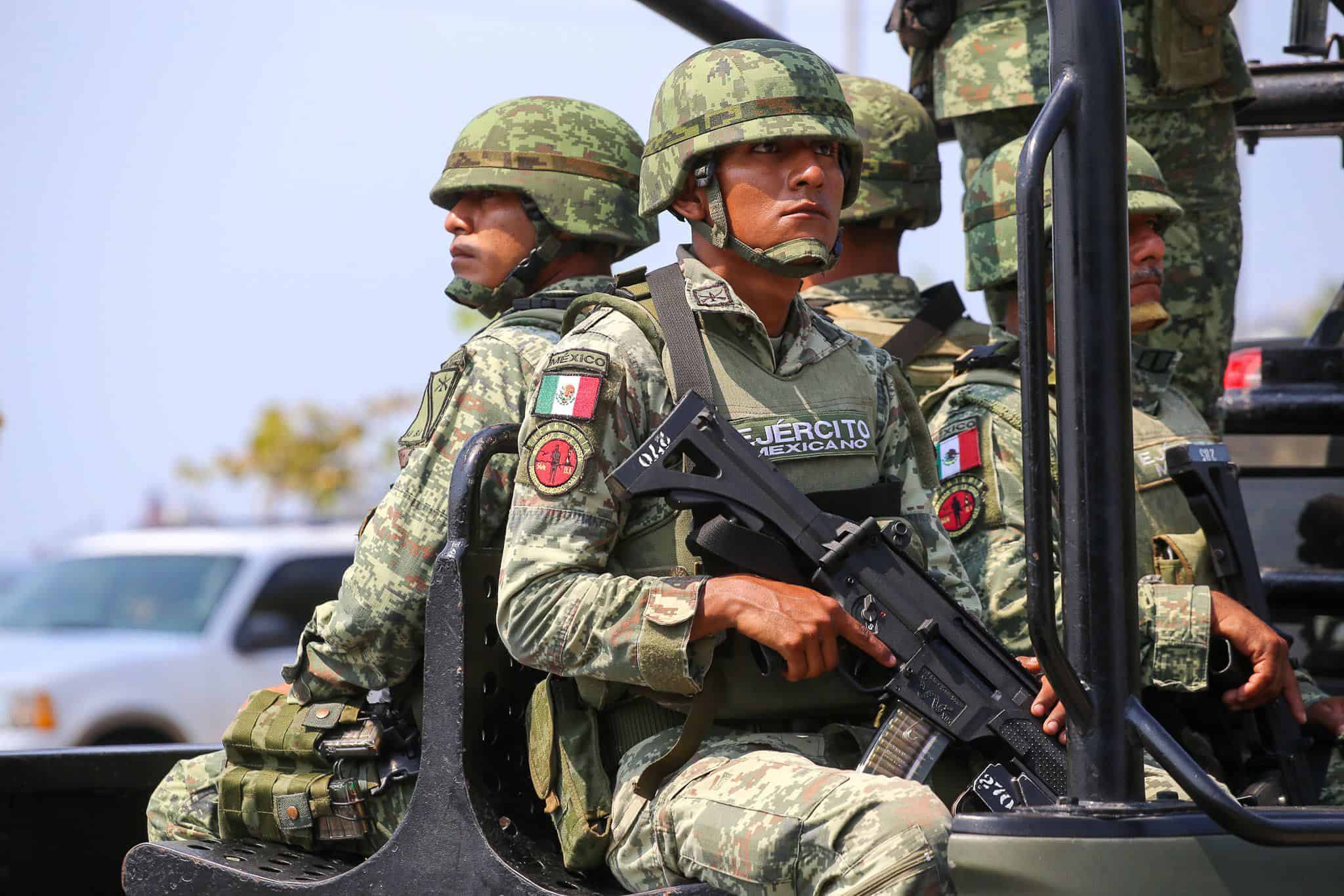 Mexican army soldiers on patrol in Guerrero