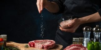 Salting a steak