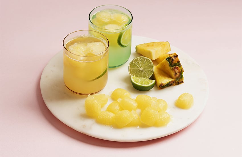 pineapple ice cubes and drinks