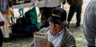 Man reading a newspaper