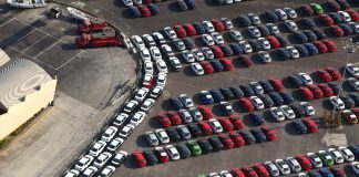 Cars ready for export in Veracruz