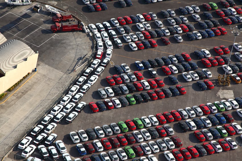 Cars ready for export in Veracruz