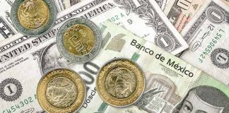 US Dollars and Mexican pesos