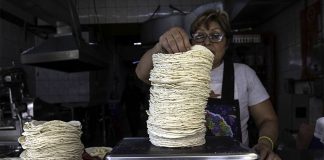 Tortilla vendor in Mexico City