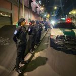 Police guarding crime scene near Bellas Artes Metro station in Mexico City