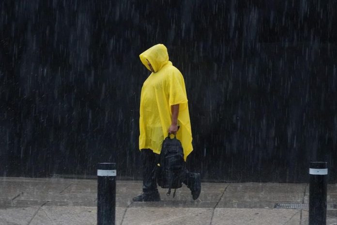 A man in the rain