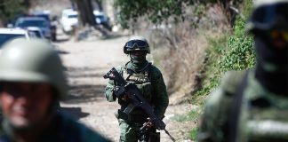 soldiers patrolling in Tlajomulco, Jalisco, Mexico