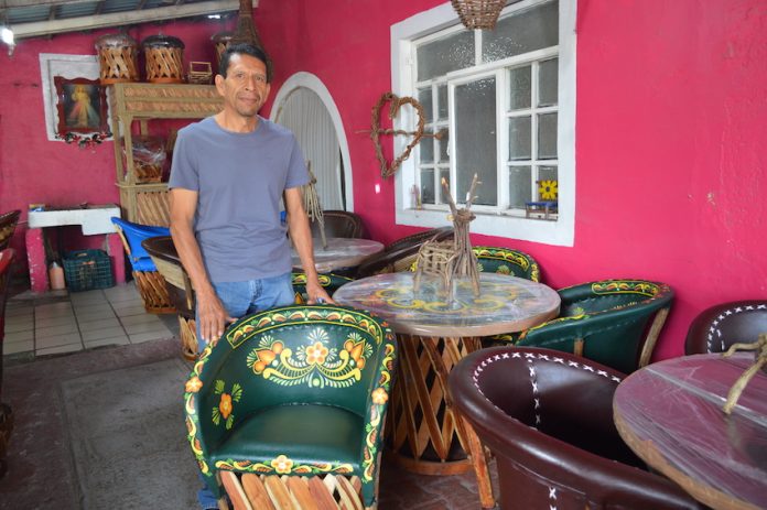 Don Ramon Hernandez with one of his equipal chairs