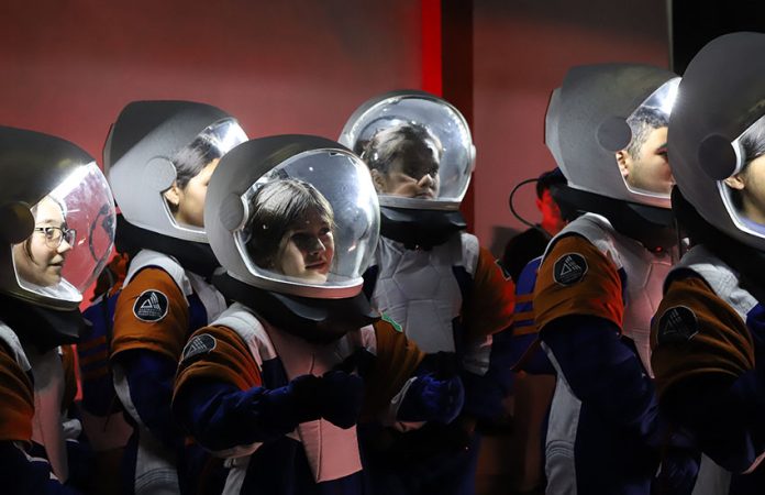 Kids with space suits at space camp in Guadalajara
