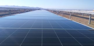 Solar panel at solar farm