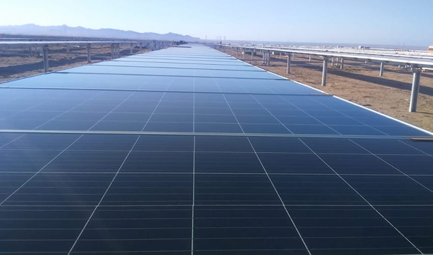 Solar panel at solar farm