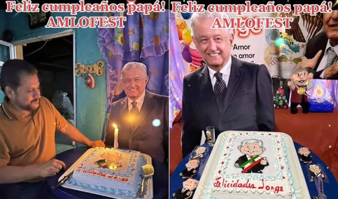 Fan of AMLO show in viral video at his AMLO-themed birthday party