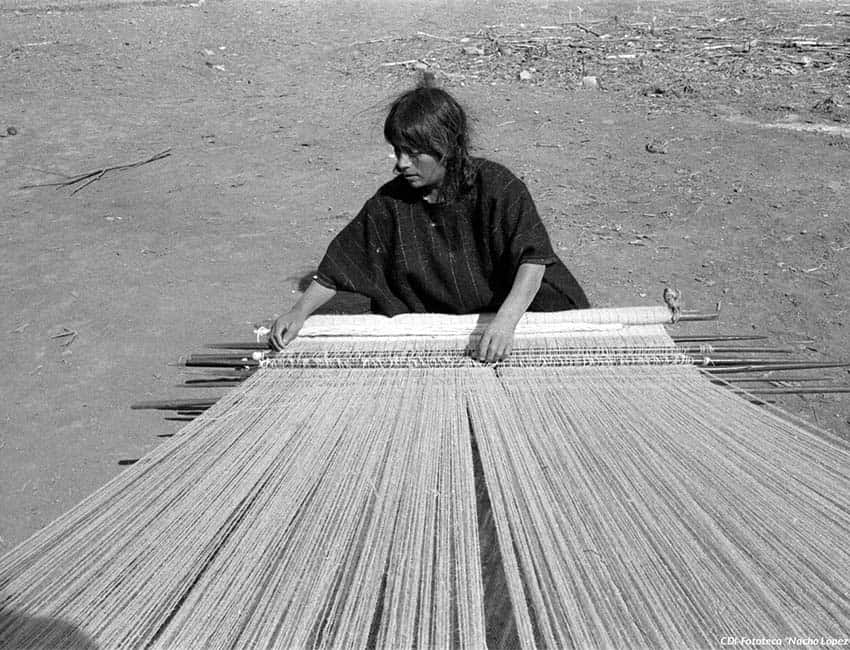 Mexican woman weaving