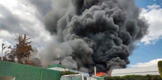 Fire in a solvent factory