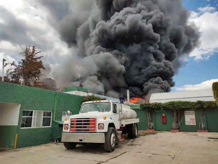 Fire in a solvent factory
