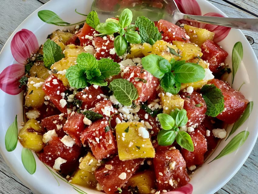 Spicy Watermelon Salad with Pineapple & Feta