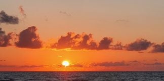 Holbox Island view of sunset in Mexico