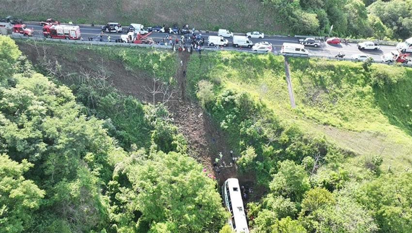 Bus in a ravine in Nayarit, Mexico