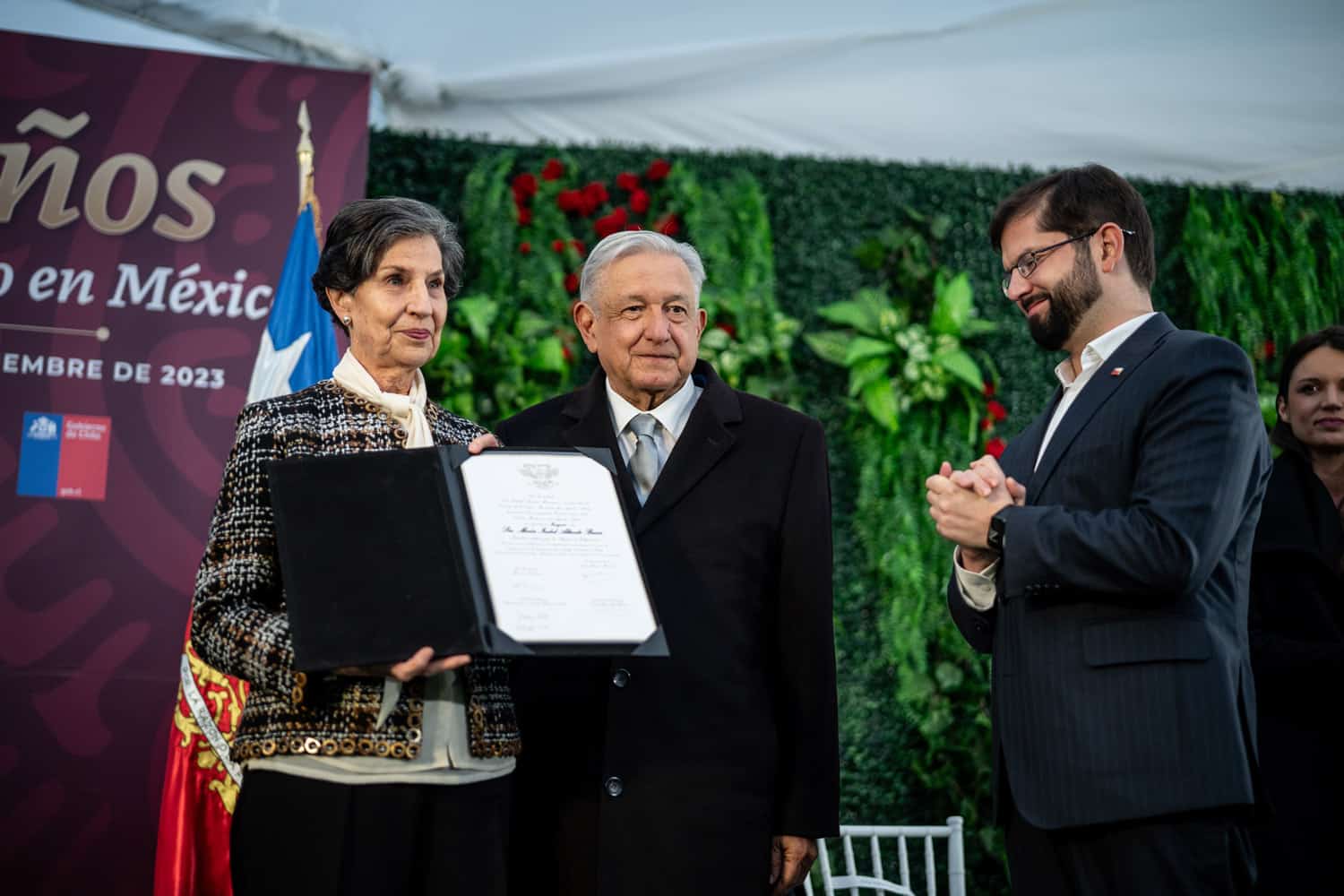 Salvador Allende's daughter, AMLO and Gabriel Boric