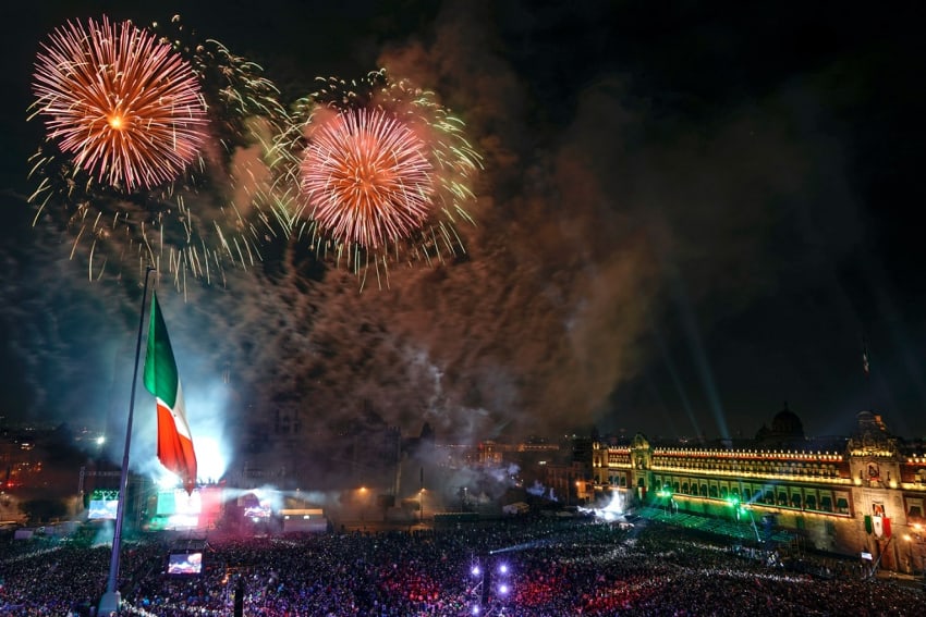 Independence celebration in the Zócalo, Mexico City