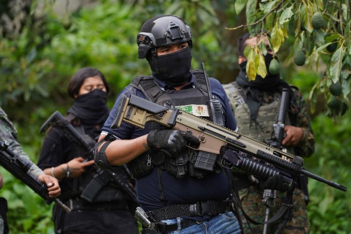 Members of the CJNG during a training exercise