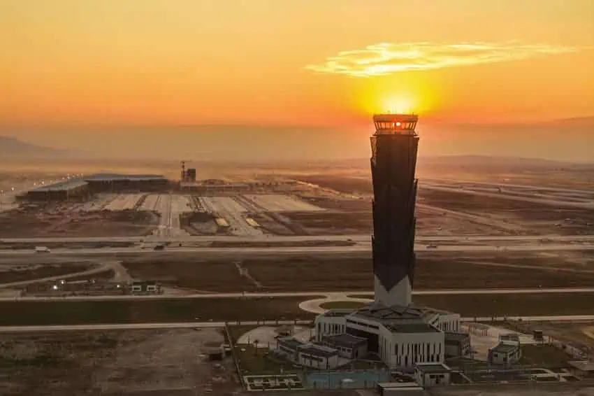 A sunset view of AIFA airport