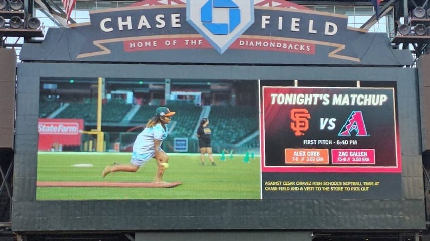 Jumbotron at Chase field showing an Amazonas player