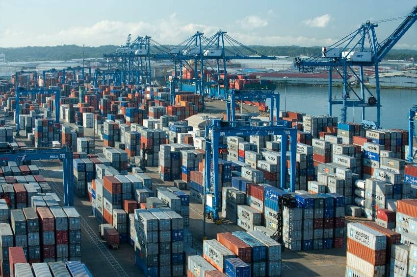 Containers at a Mexican port