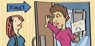 Illustration showing a restroom in Mexico