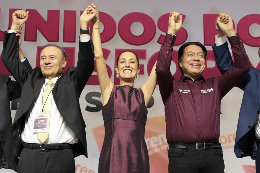 Claudia Sheinbaum with Alfonso Durazo and Mario Delgado