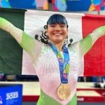 Alexa Moreno with a flag