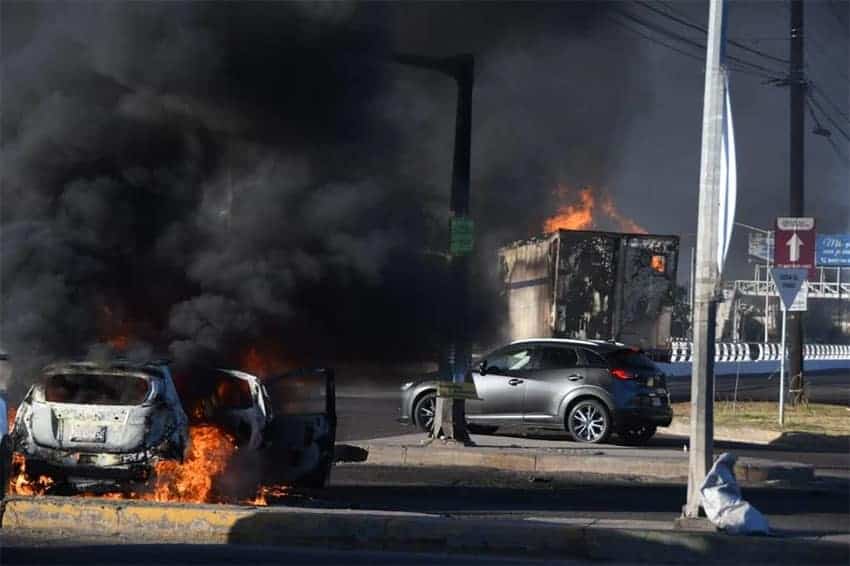 A blockade in Culiacán in January