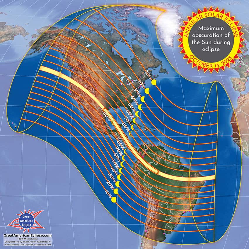 Un mapa de la trayectoria del eclipse.
