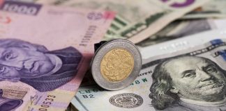 Mexican pesos and US dollars