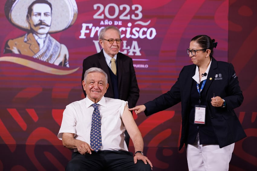 AMLO getting his COVID vaccine