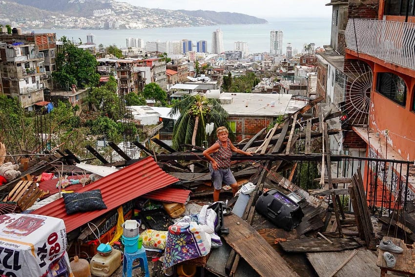 Destroyed buildings in Acapulco