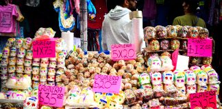 Sugar skulls at Mexican market