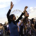 Attendees at a festival